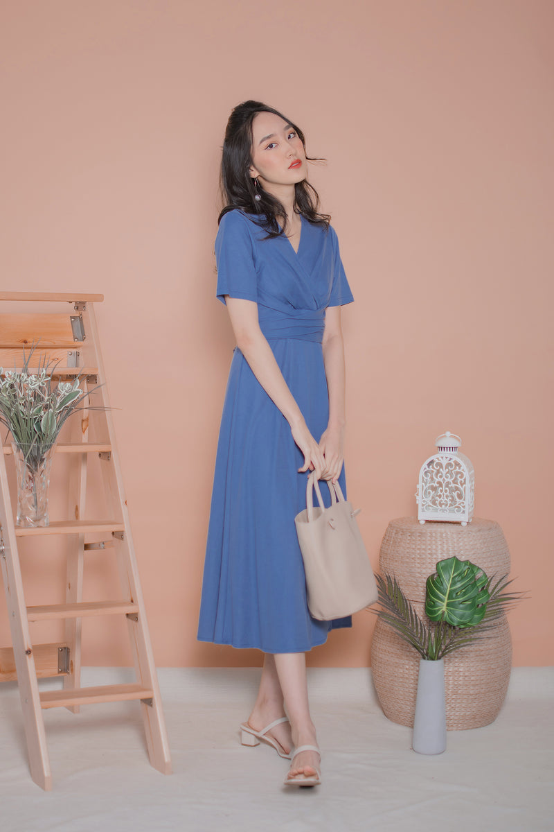 Janelle Wrap Dress in Cornflower Blue ...